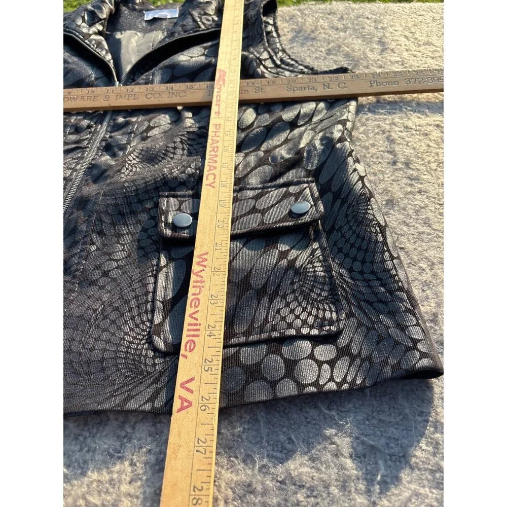 Erm London Designer Women’s Vest Sz L Black Geometric Print Coquette Core Glam